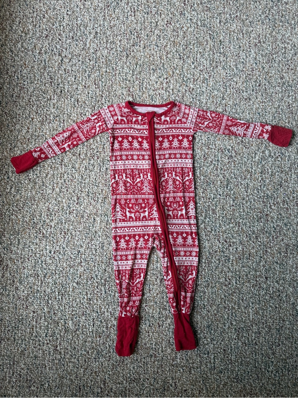 Little Sleepies Red Fair Isle Footed One-Piece